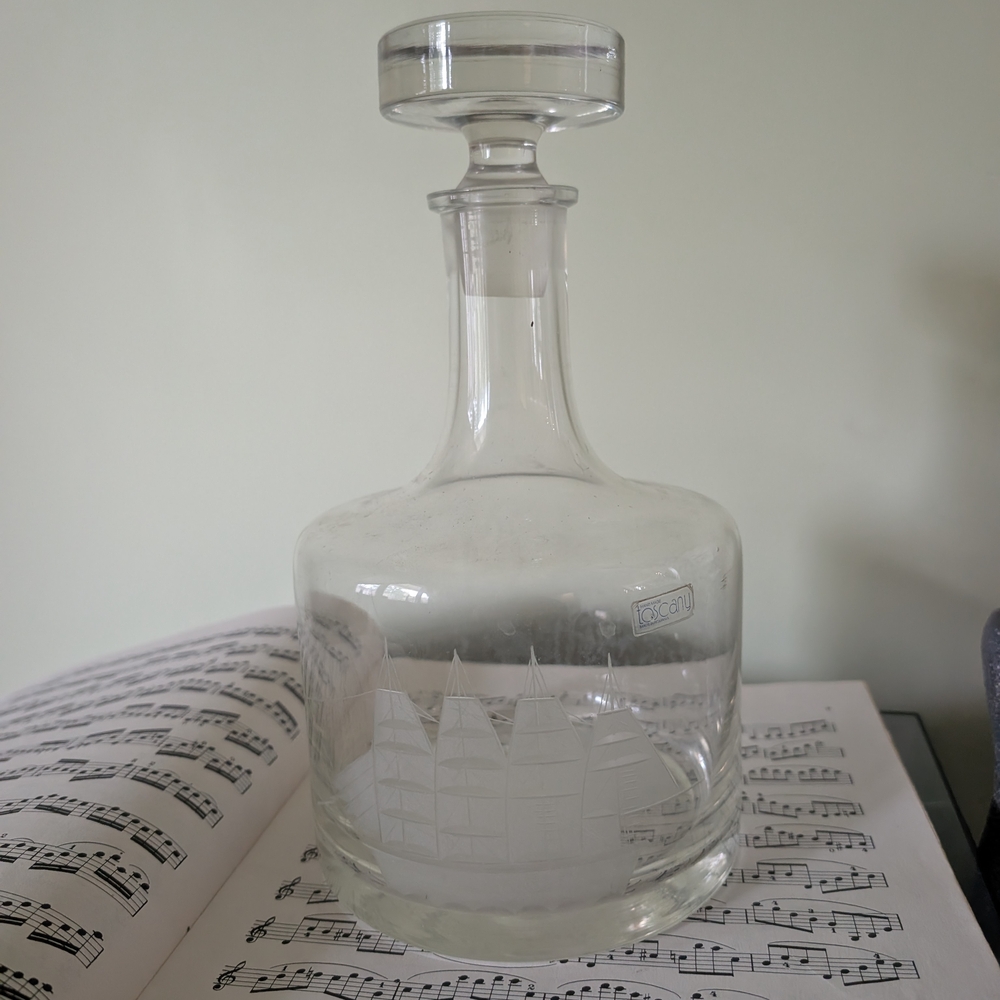 Clear Glass Decanter with Ship Design